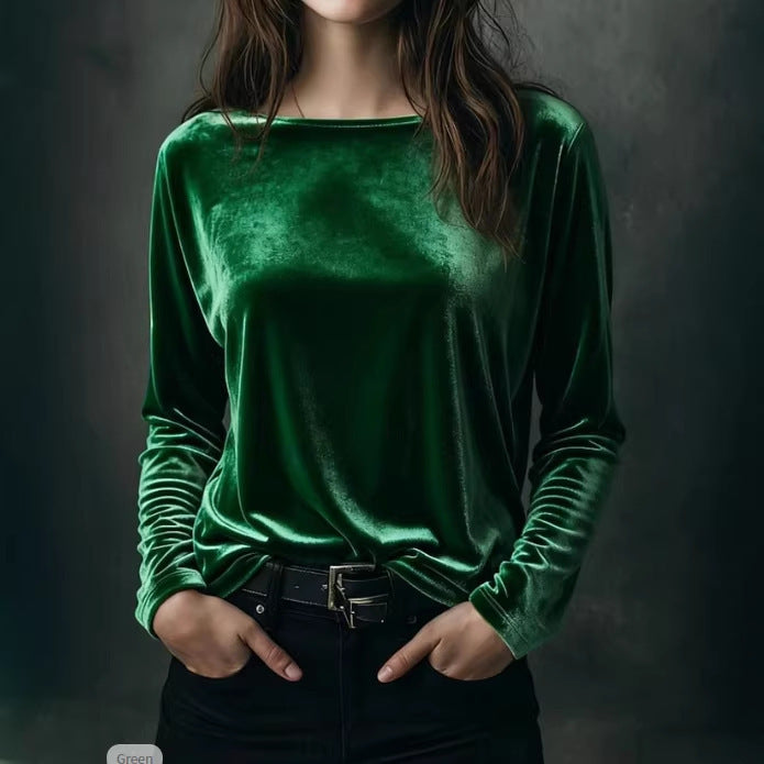 Damer elegant lys velour langærmet top