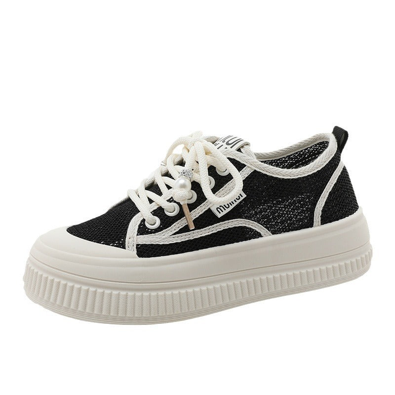 Dame plateausneakers med trendy netdesign og fashionable snøresystem Stilla