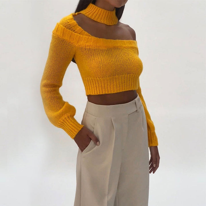Dame Off-Shoulder Strikpullover med moderne snit Stilla