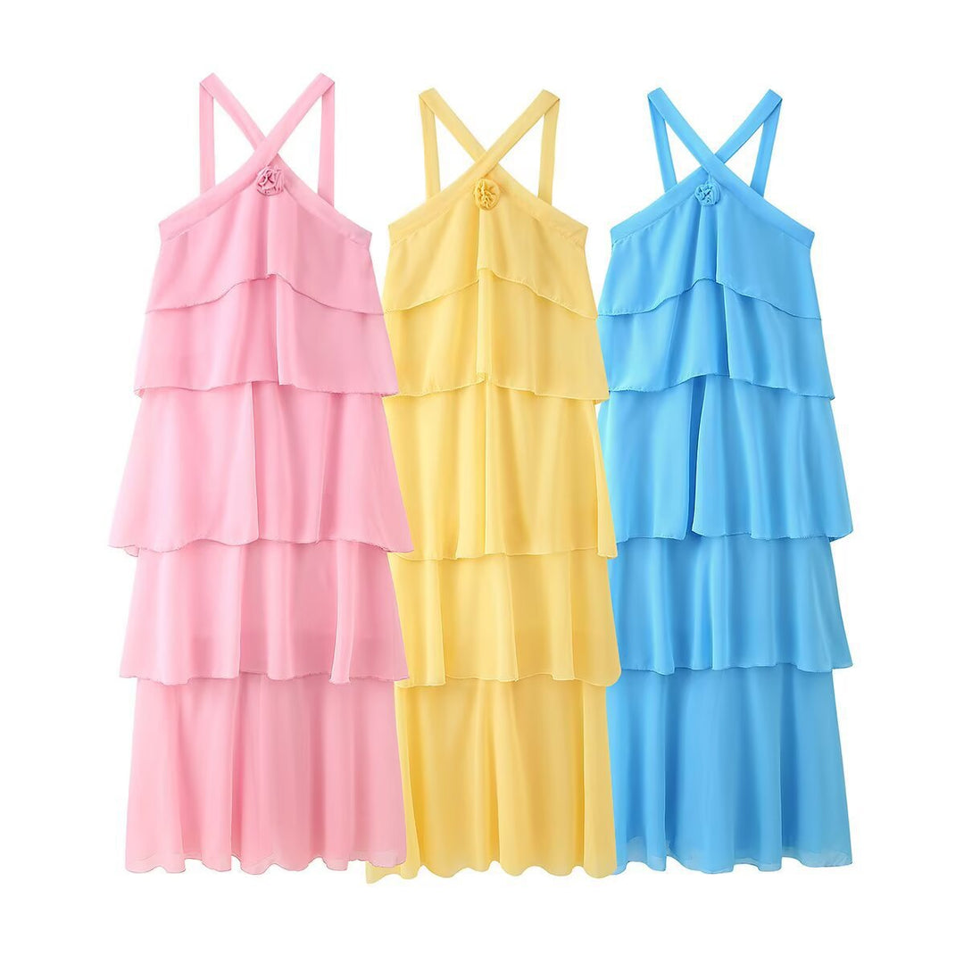 Femme Lagdelt Chiffon Maxi-Kjole Stilla