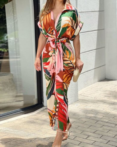 Kvinder Tropisk Tryk Maxi Cover-Up Kjole Stilla