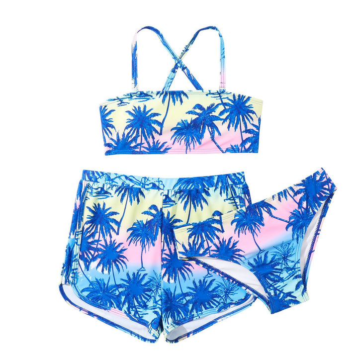 Dame Bikini-sæt med floralsk solblomstmotiv og højt skåret taljebånd Stilla