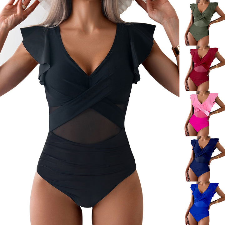 Damer Elegant skåret jumpsuit med ruffle detaljer Skovae