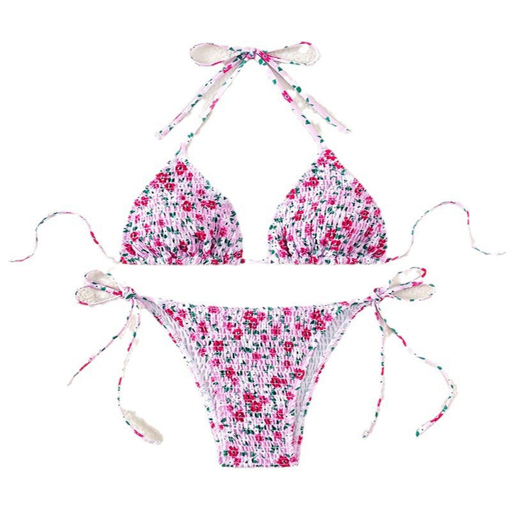 Dame Triangel-Bikini med blomstret flap mønster Skovae
