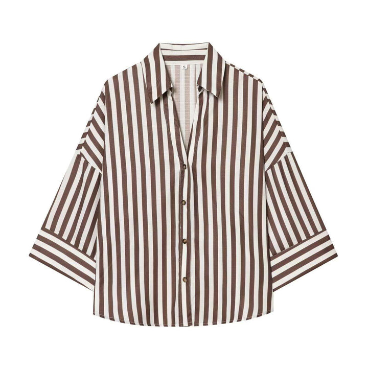Kvinders moderne stribet bluse skjorte med oversized snit Stilla
