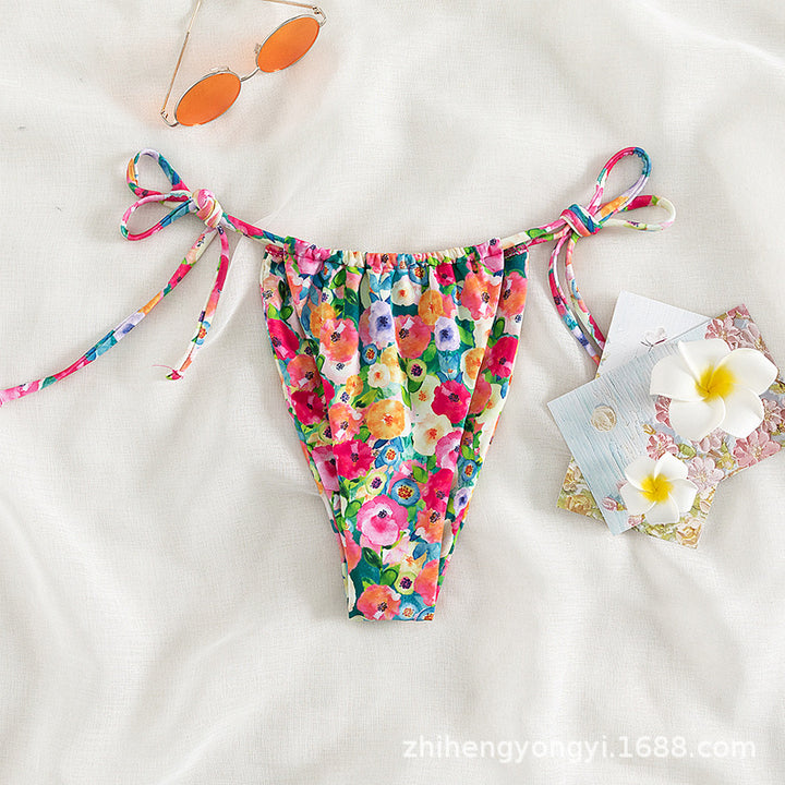 Dame bandeau-bikini med legende blomsterdesign Skovae