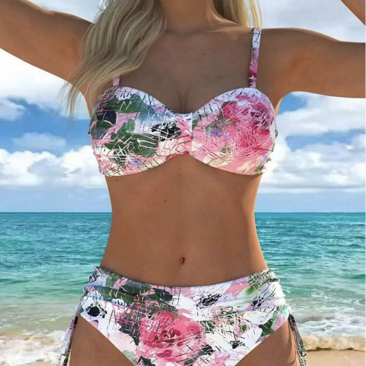 Dame bikini-sæt med smidig top og højtaljet bukser Skovae