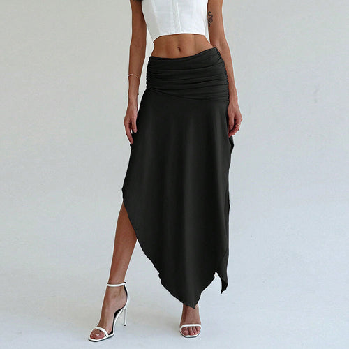 Kvinder asymmetrisk maxi nederdel med elegant samling Stilla