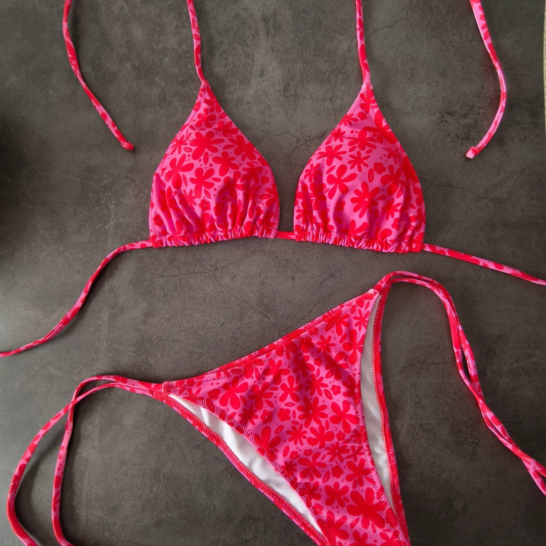 Dame Triangel-Bikini med blomsterdesign Skovae