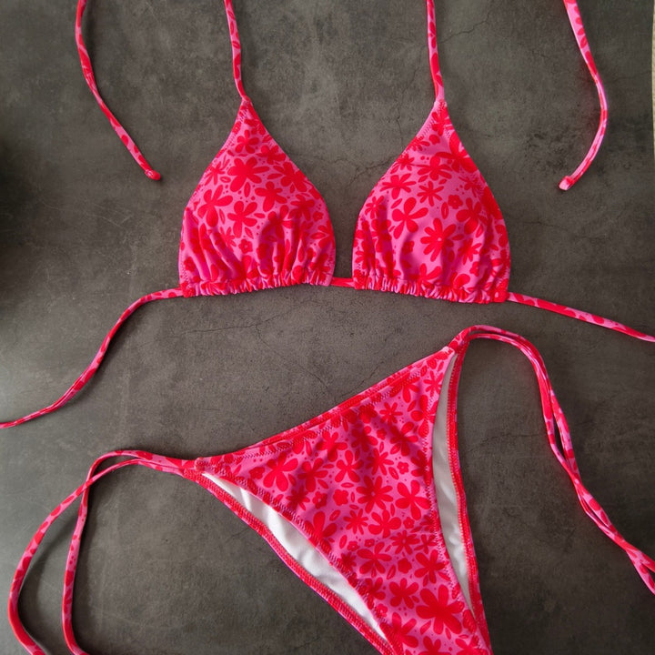 Dame Triangel-Bikini med blomsterdesign Skovae
