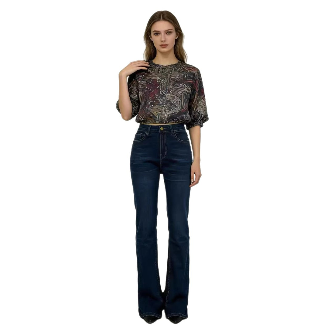 Dame høj taljede Bootcut jeans i elegant design Skovae