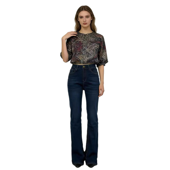 Dame høj taljede Bootcut jeans i elegant design Skovae