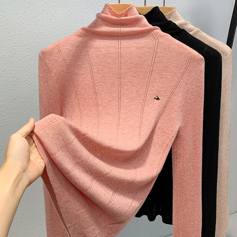 Dame rullekrave sweater i fint stof med elegant ribstruktur Stilla