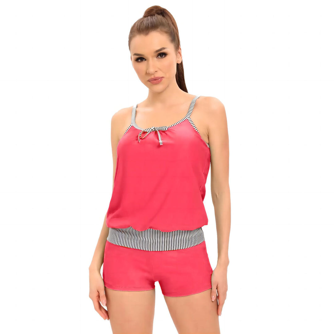 Dame Tankini-sæt med afslappet top og sporty shorts Skovae