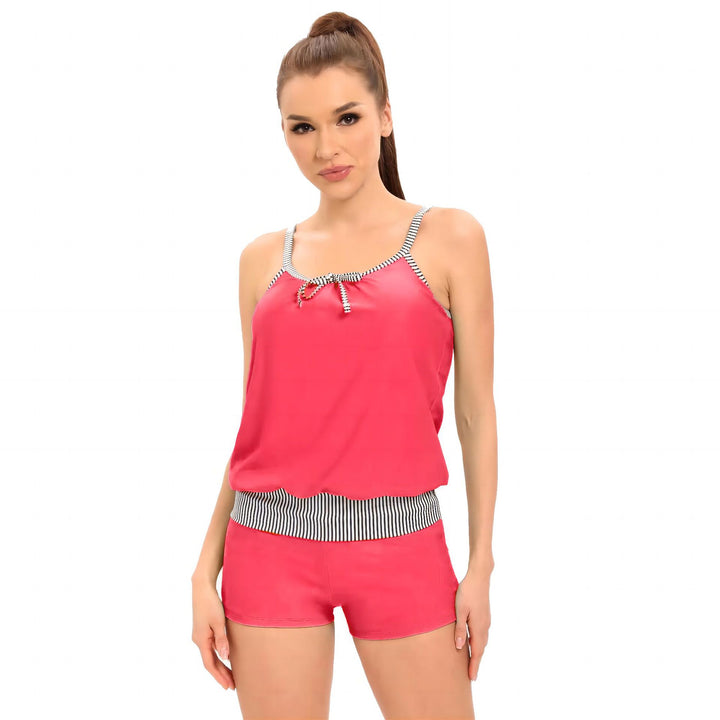 Dame Tankini-sæt med afslappet top og sporty shorts Skovae