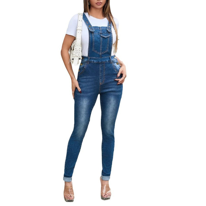 Dame Jeans Latzbukser med høje ben Stilla