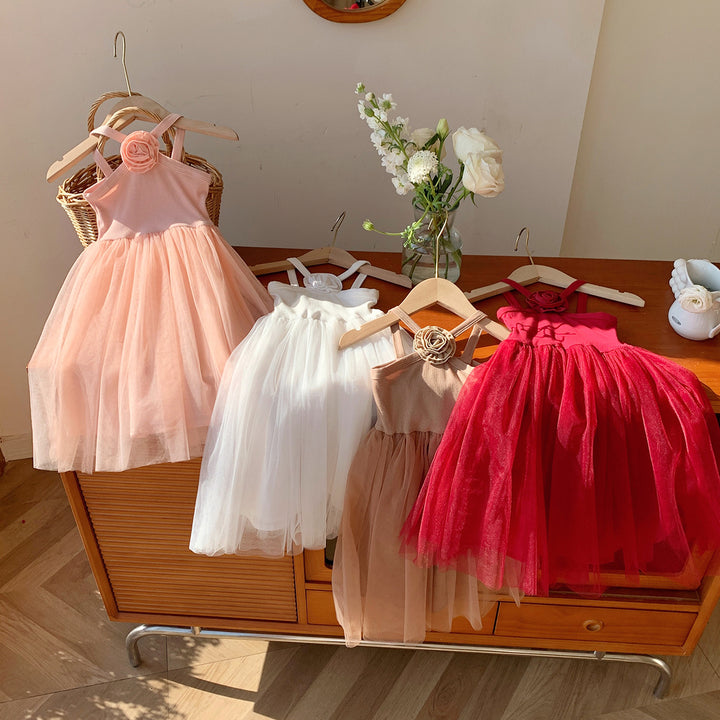 Pige Tulle Festkjole med blomsterapplikationer Stilla