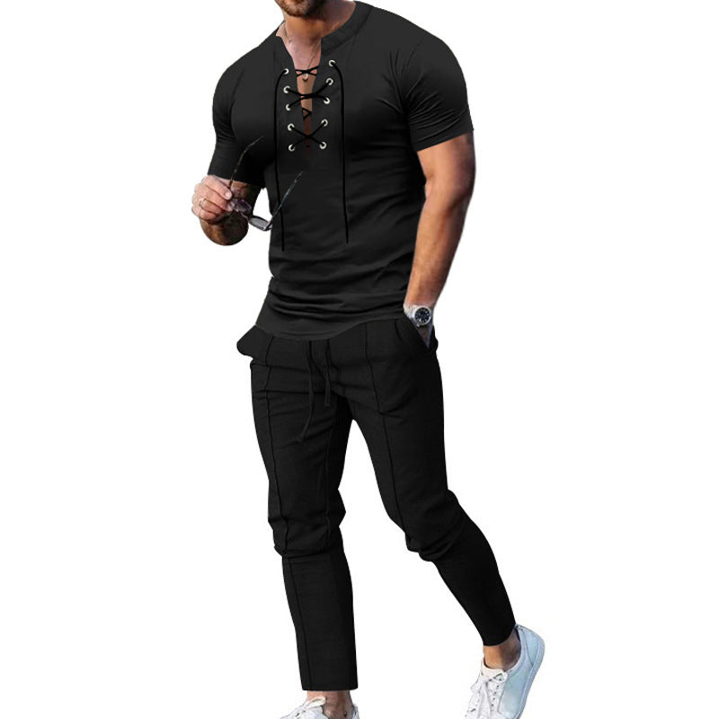 Herrer afslappet sportoutfit med moderne snøredesign og praktiske lommer Stilla