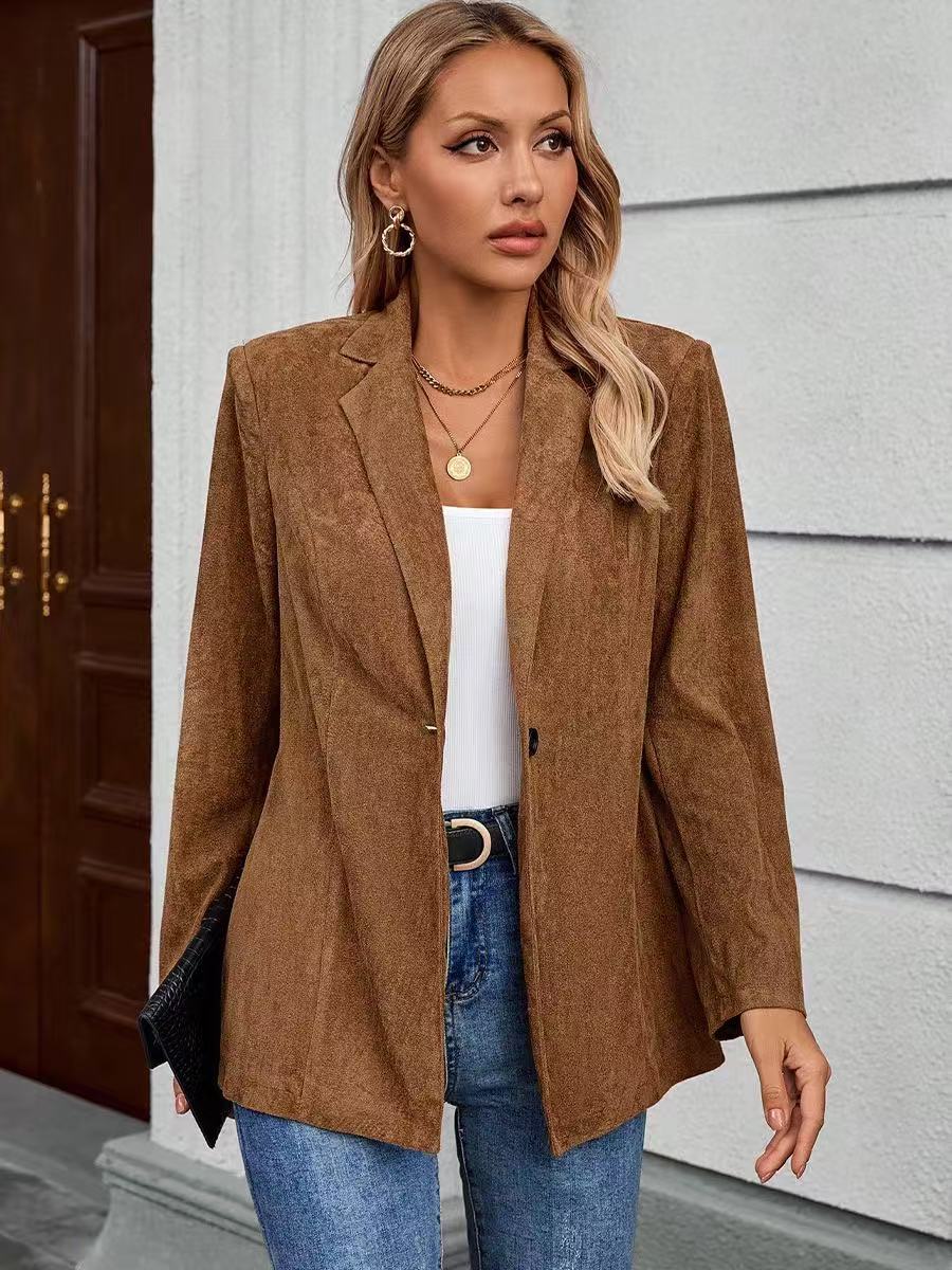 Kvinders elegante blazer lavet af velour blødt stof med en struktureret overflade Stilla
