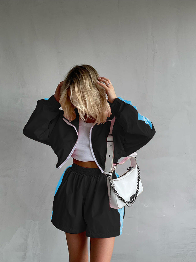 Kvinders sporty kort jakke og shorts sæt Skovae