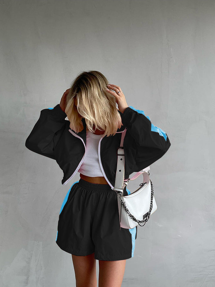 Kvinders sporty kort jakke og shorts sæt Skovae