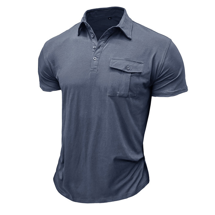 Herrer Poloshirt med praktisk brystlomme og moderne ståkrave Stilla