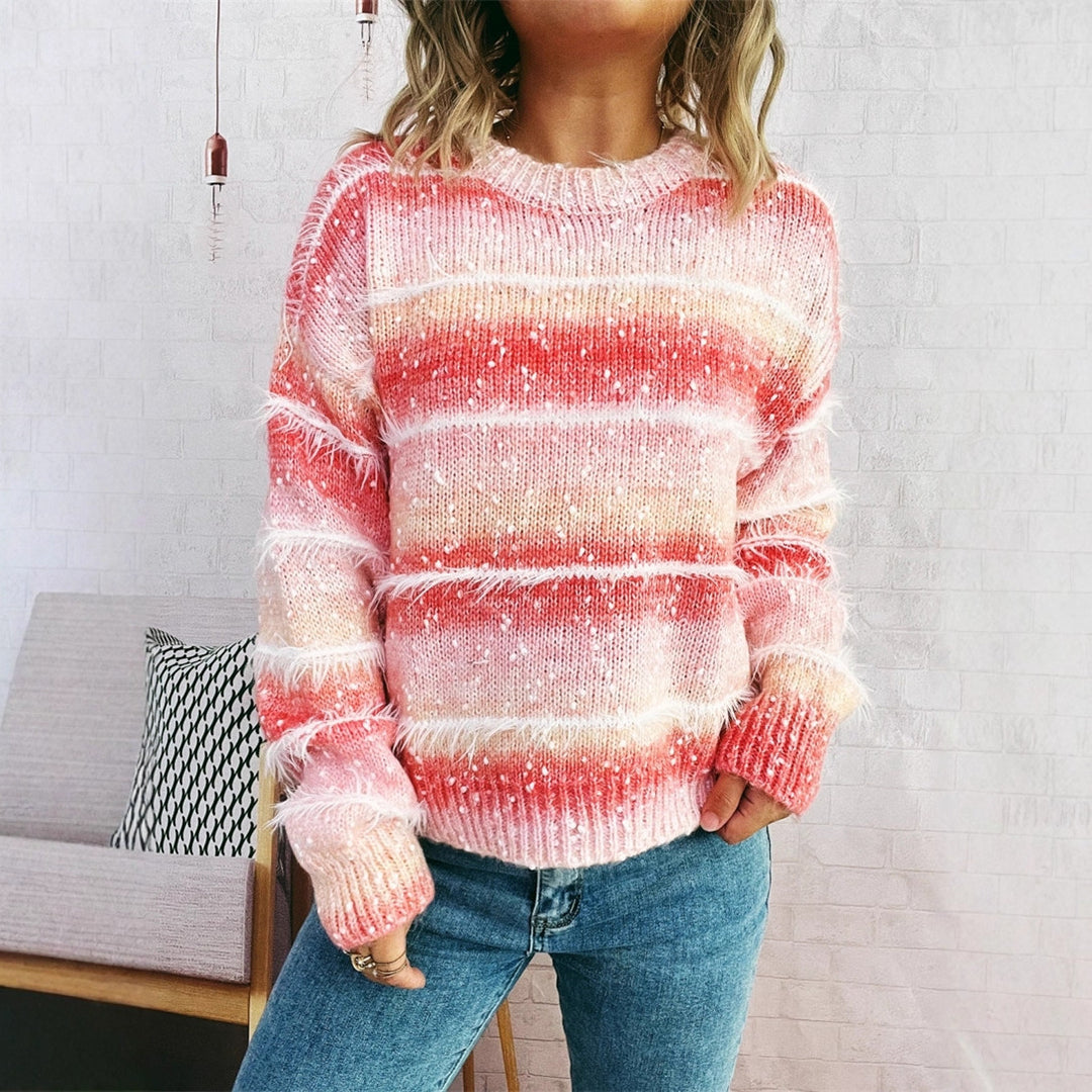 Kvinders hyggelige strikkede sweater med trendy frynse-design Stilla