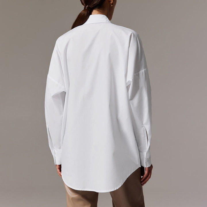 Dame Oversized Businessskjorte med elegant krave og legende snit Stilla