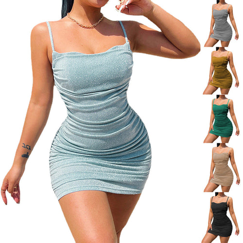 Dame Figurtilpasset Minikjole med Rynker og Off-Shoulder Stropper Stilla