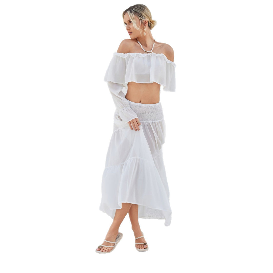 Dame afslappet Crop-Top og Maxiskørt Sæt Skovae