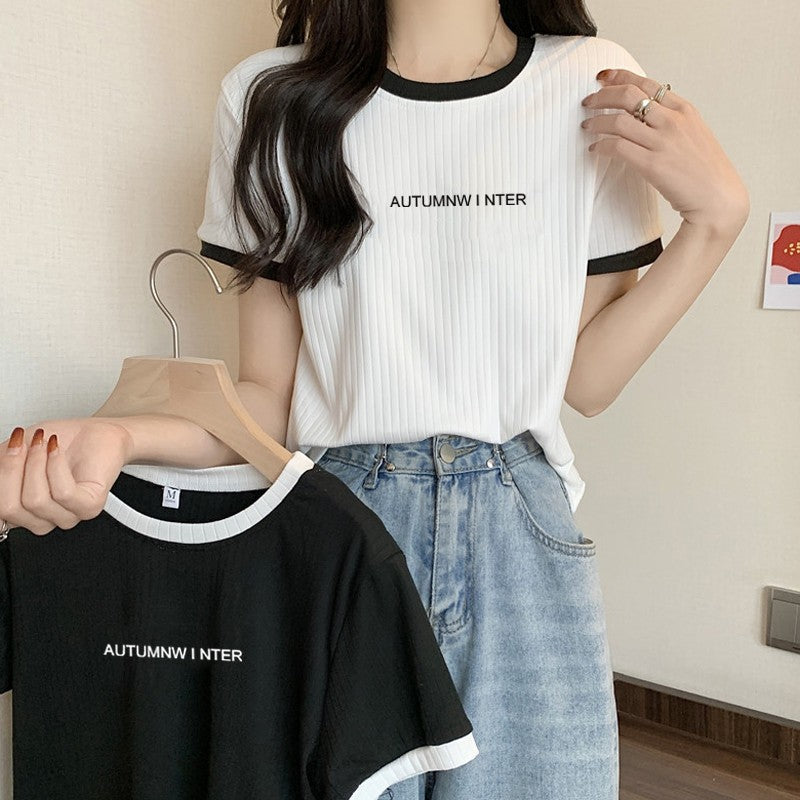 Femme afslappet grafik-kortærmet T-shirt med rib-detaljer Stilla