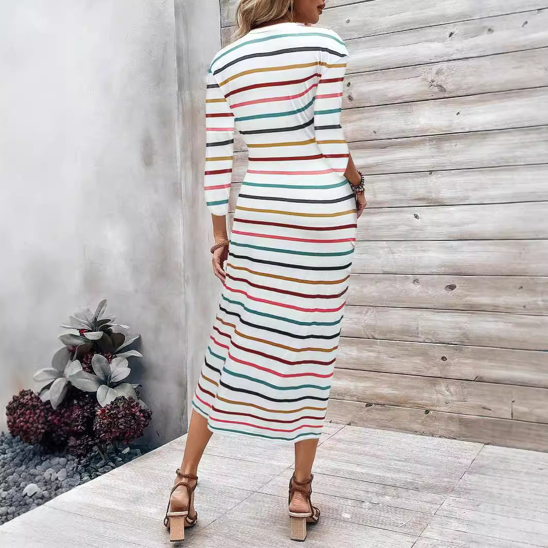 Dame Lang Strandkjole med Wrap-Design Stilla