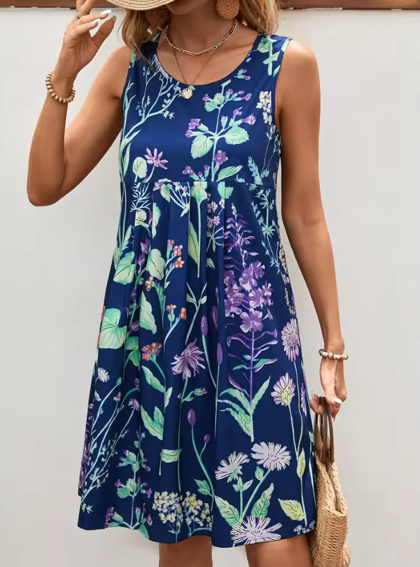 Dame ærmeløs Boho-print shift-kjole Stilla