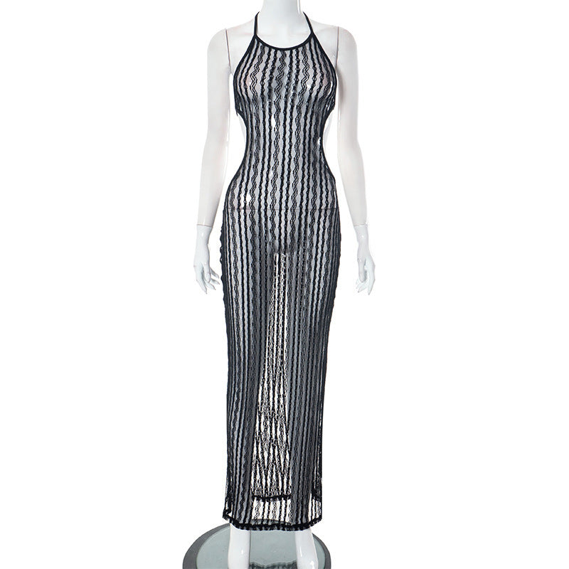 Femme Elegant Gennemsigtig Maxi Kjole Stilla
