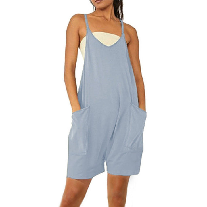 Dame Casual Jumpsuit med dyb udskæring og praktiske lommer Skovae