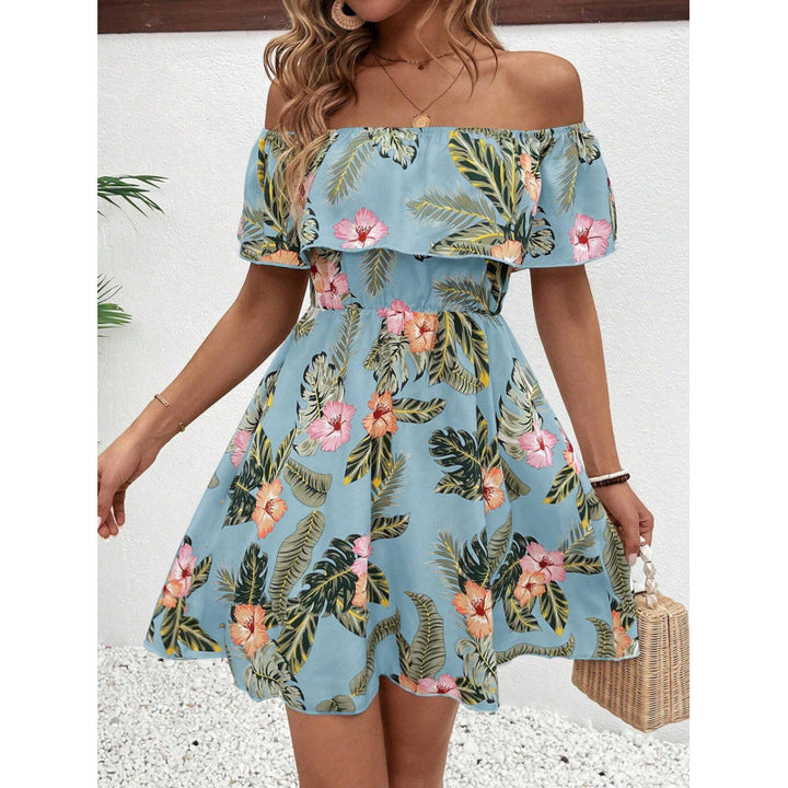 Damen Off-Shoulder Sommerkleid mit floralem Muster Skovae