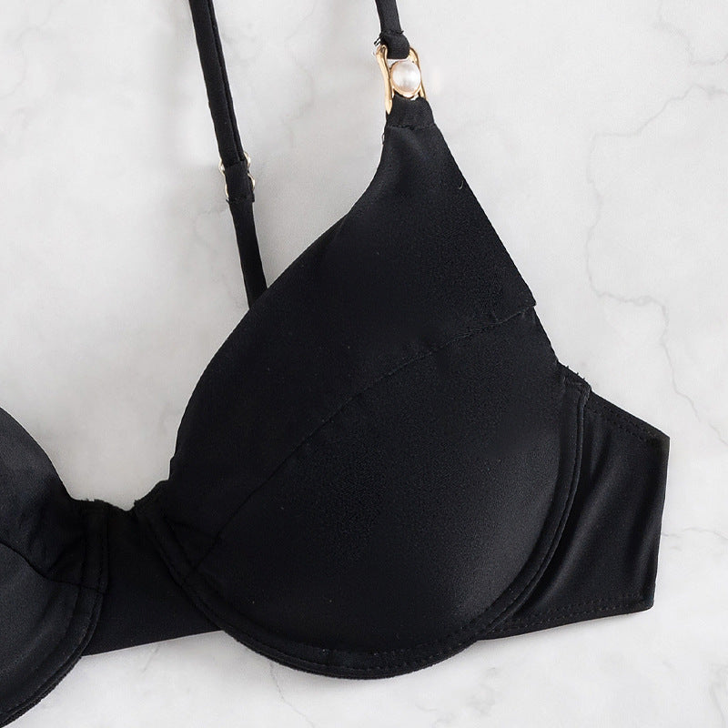 Dame Push-Up Bikini med moderne guld-detalje Skovae