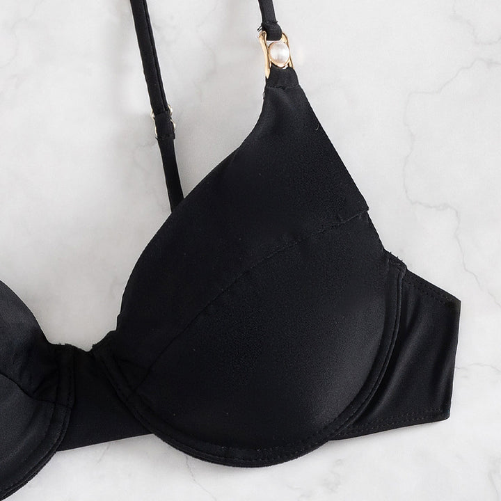 Dame Push-Up Bikini med moderne guld-detalje Skovae