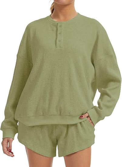 Kvinders afslappede oversized sweater og shorts sæt Stilla