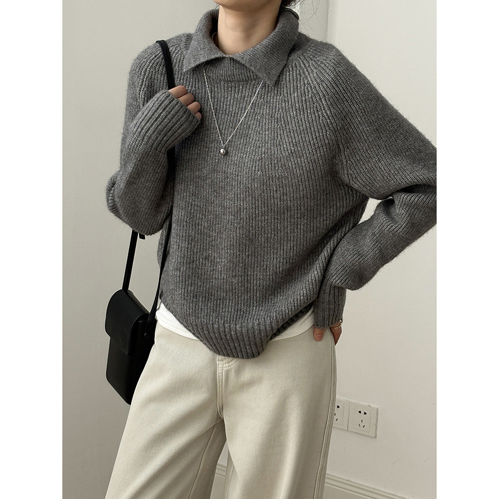 Dame sweater med polokrave og afslappet snit i blødt materiale Stilla