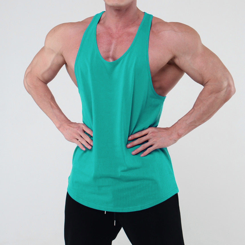 Herren Fitness Tanktop i åndbart bomuldsblandingsmaterial med racerback-snit Stilla
