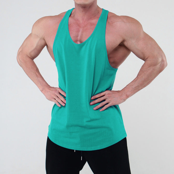Herren Fitness Tanktop i åndbart bomuldsblandingsmaterial med racerback-snit Stilla