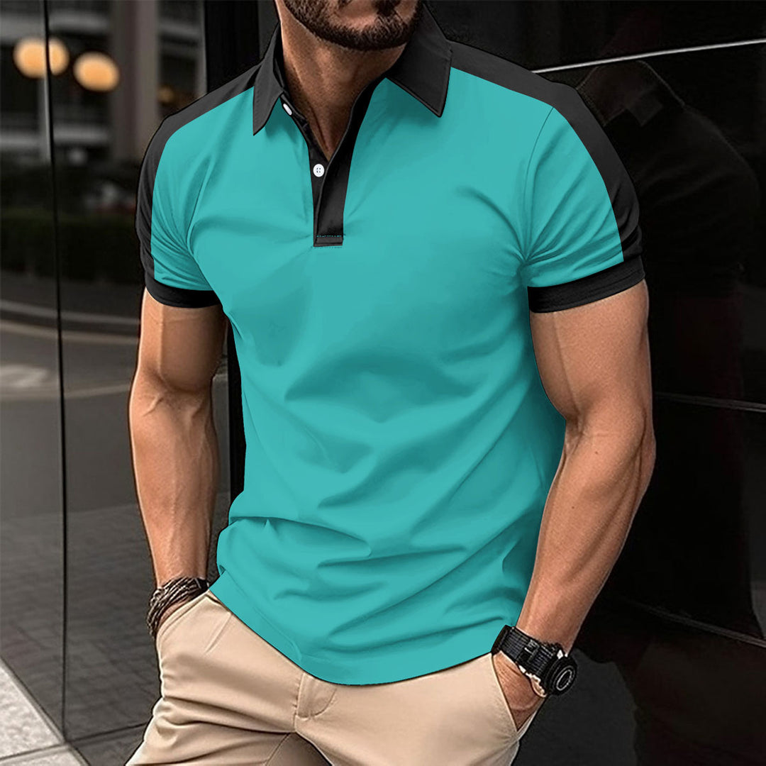 Herrer sporty kortærmet polo med åndbare indsatser og moderne ståkrave Stilla