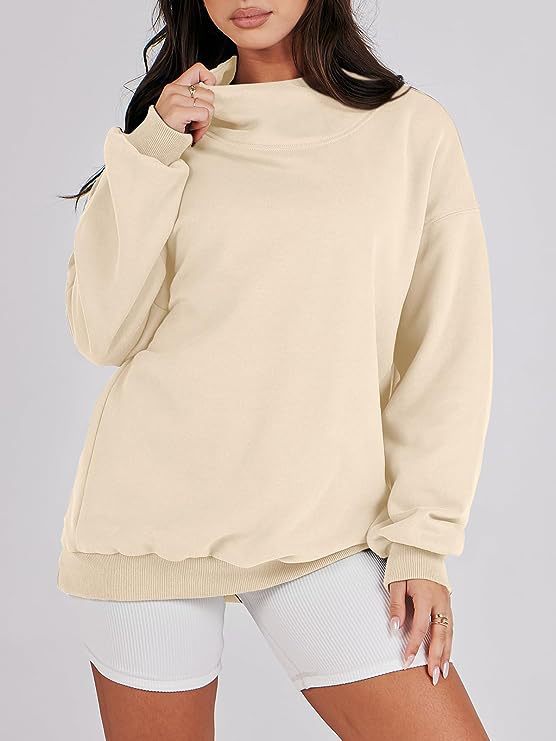Damer afslappet oversized sweater lavet af blød bomuldsblanding med ribstrik-design Stilla