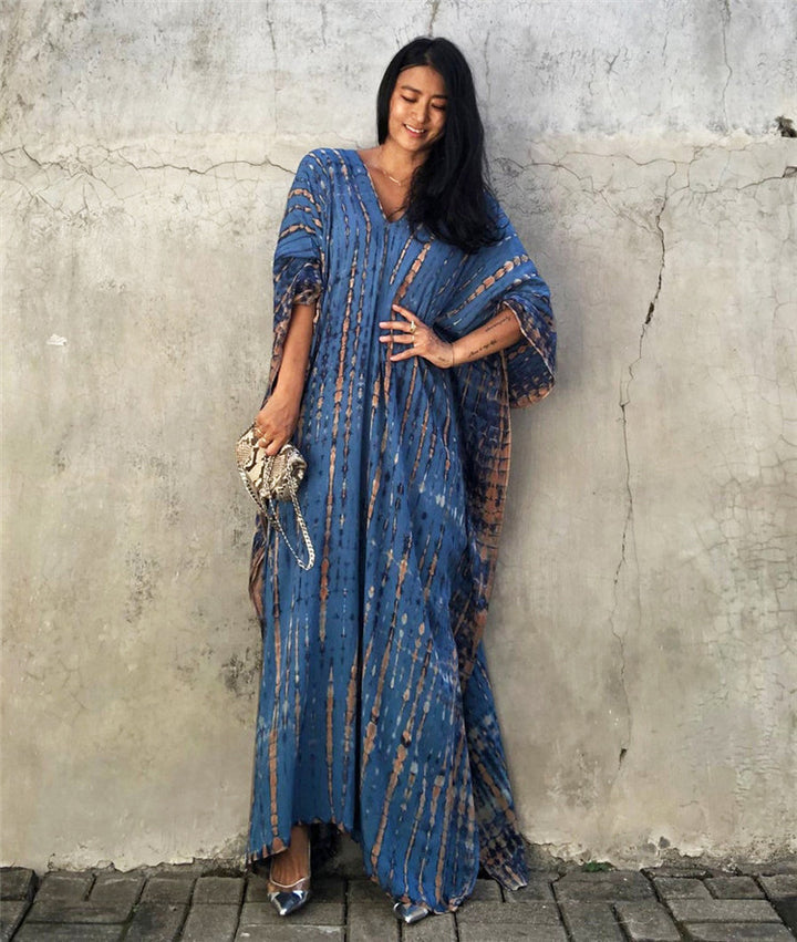 Dame Kaftan Kjole med moderne Ikat-mønster og elegante accenter Stilla