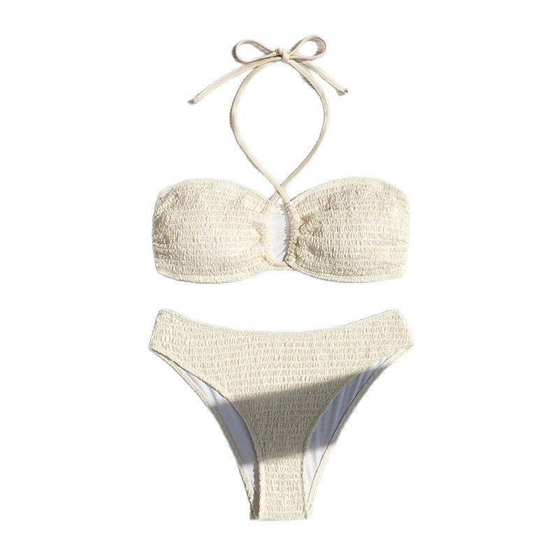 Dame bustier bikini sæt med elastisk flæse design Skovae