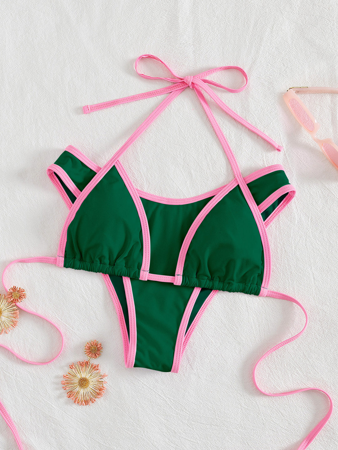 Dame Triangel-Bikini med spændende stribe-design Skovae