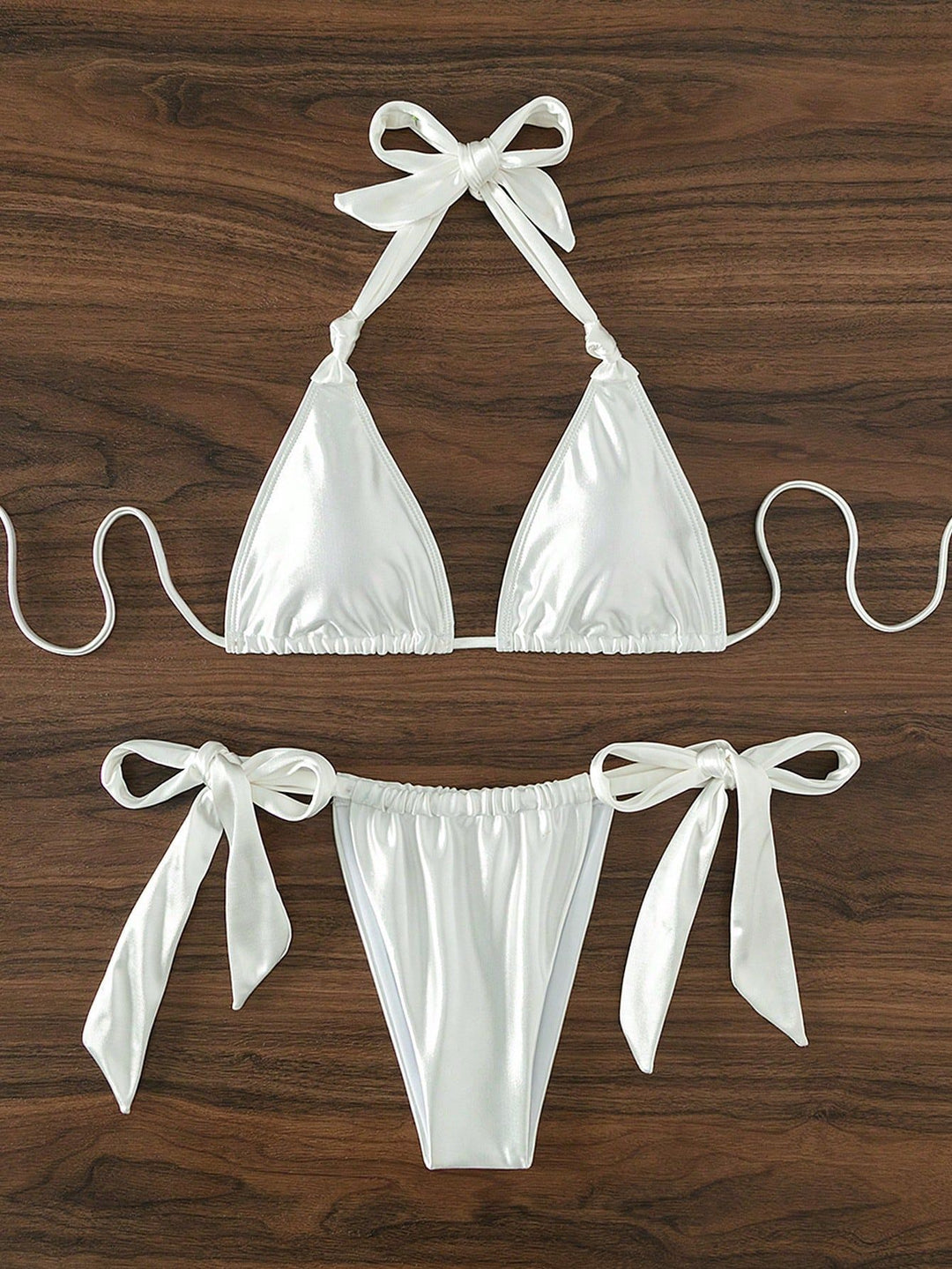 Damer Stilfuld Triangel-Bikini med Sløjfe-detaljer Skovae