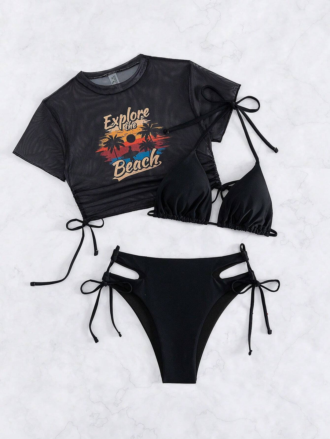 Dame sæt med crop-top og triangel-bikini Skovae