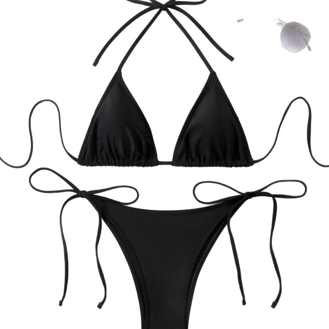 Dame triangelbikini med justerbare bindebånd Skovae